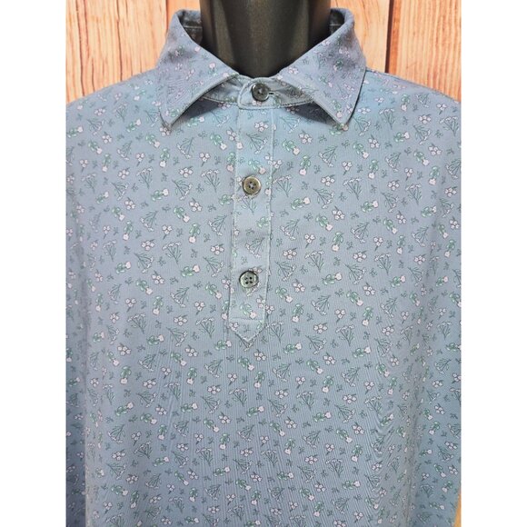 FootJoy FJ Mens Blue Floral Golf Polo Shirt Medium - Picture 3 of 8